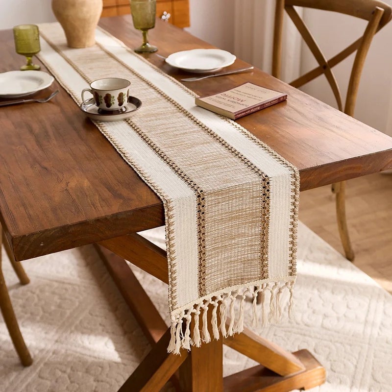 Y&D Hot Sale Simple American Country Style Cotton Table Runner with Tassels – Decorative Dining Table Runner for Party and Everyday Use - Image 5