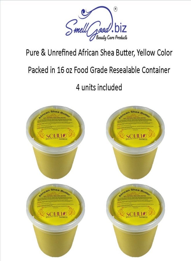 SmellGood - Pure Unrefined African Shea Butter, natural and handmade, yellow color, packed in 16 oz food grade resealable container, 4 Units included - Image 2