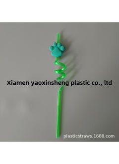 Party Crazy Straw Cat Claw Theme Direct Small Spiral Shape Food Grade Material-Color:Green-Specifications:6*265