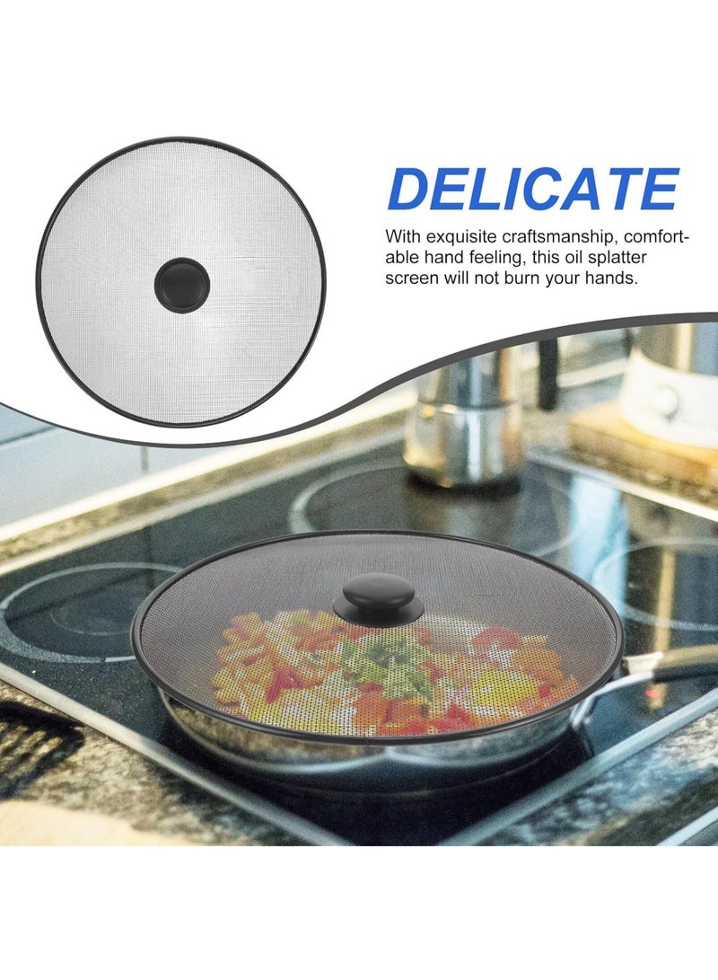 Stainless Steel Splatter Screen for Frying Pan - Oil Splash Guard with Handle - Kitchen Grease Shield - Image 4