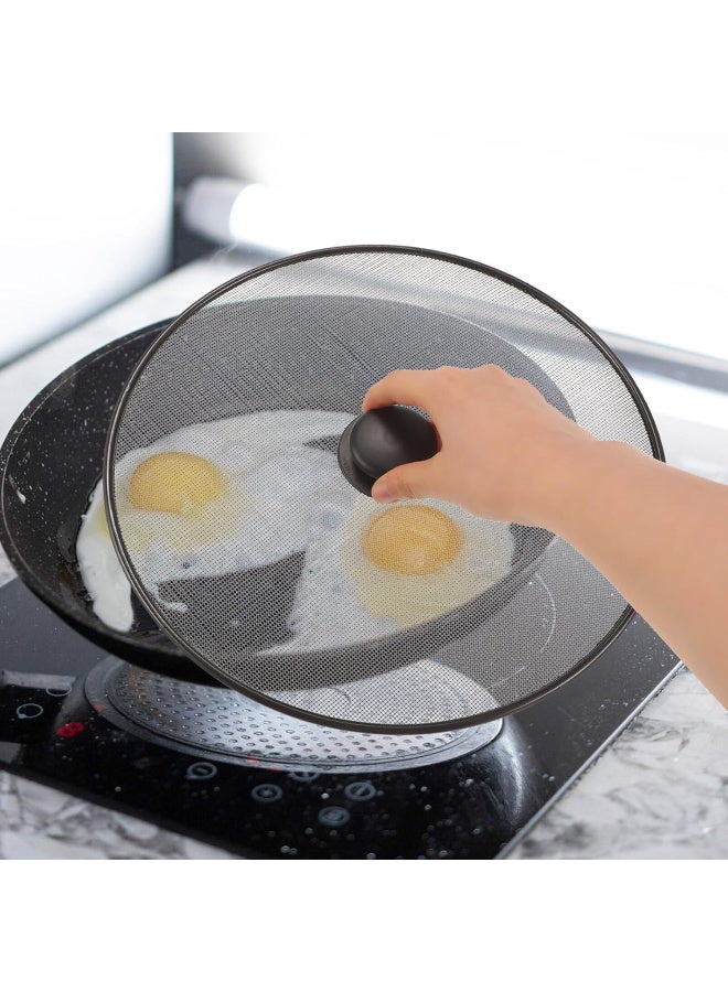 Stainless Steel Splatter Screen for Frying Pan - Oil Splash Guard with Handle - Kitchen Grease Shield - Image 2