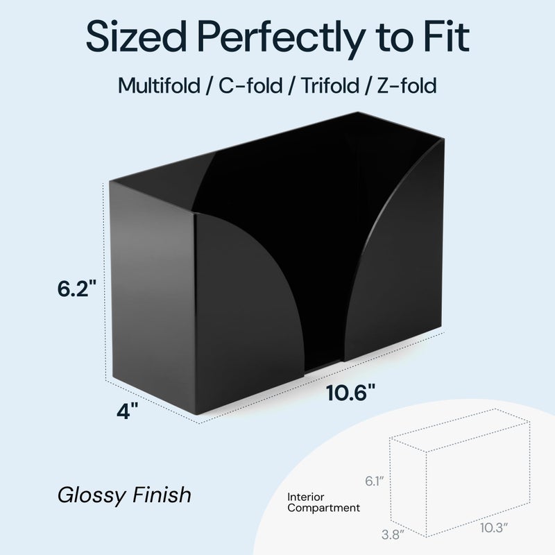 Simplyimagine Acrylic Countertop Paper Towel Holder Dispenser - Black Napkin Holder For Bathroom - Black Paper Towel Dispenser - Image 3