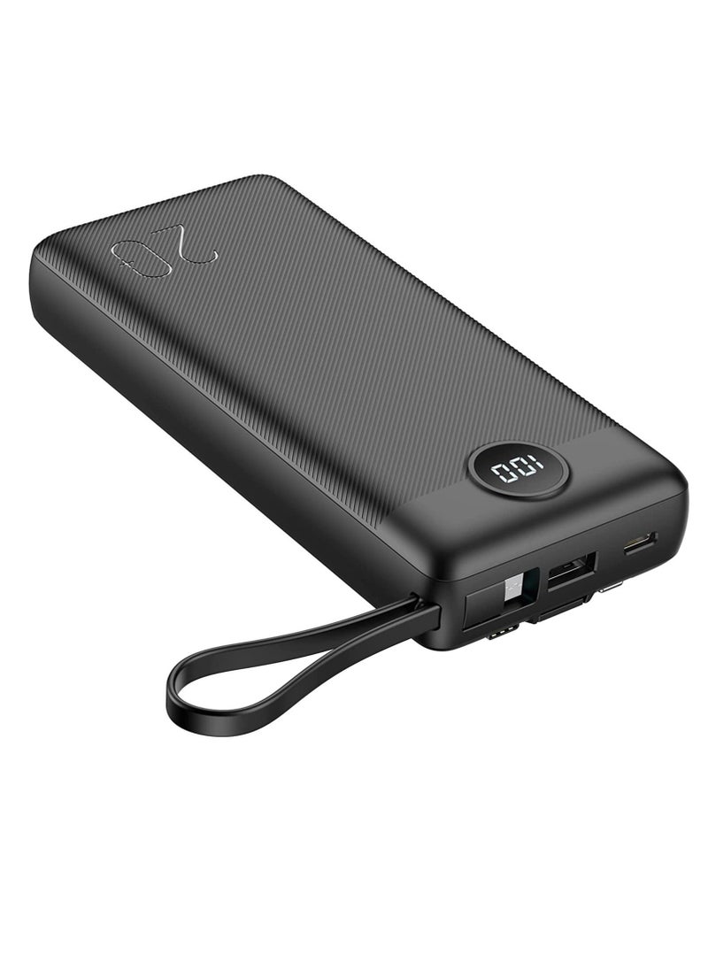 ELTRAZONE Portable Power Bank 20000mAh built-in cables, QI Fast Charge Slim Power Bank 20000mAh, Digital Display Power Bank 20000mAh for Iphone,Samsung and etc - Image 3