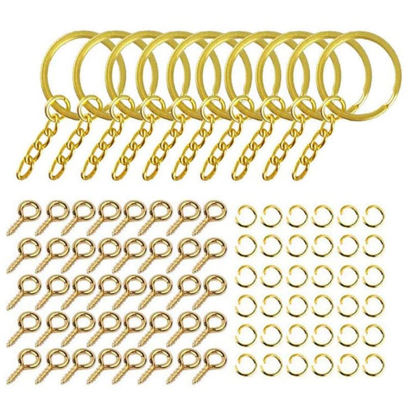 221x DIY Split Key Rings With Chain Set For Keychain Accessories Silver - Image 5