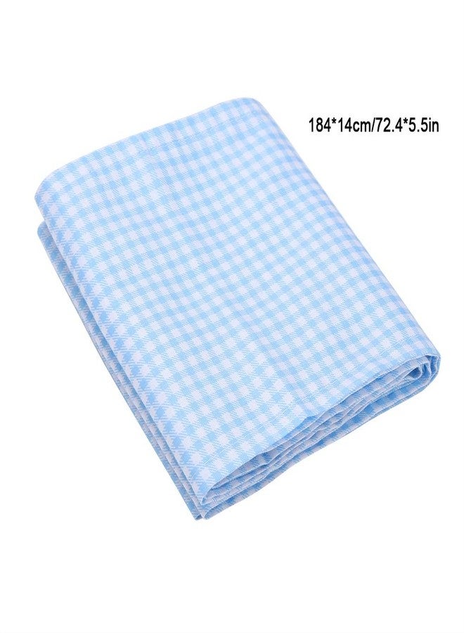 Fdit Newborn Swaddle Wrap with Big Bowknot Sash, and Comfortable, for Photo (Light Blue Plaid) - Image 3