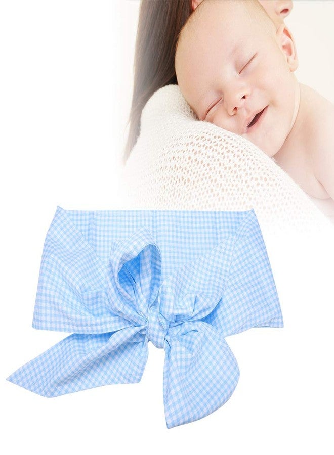 Fdit Newborn Swaddle Wrap with Big Bowknot Sash, and Comfortable, for Photo (Light Blue Plaid) - Image 4