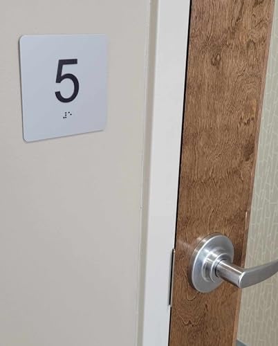 NapTags ADA Exam Room Number Sign with Tactile and Braille - 4" X 4" - Pack of 5 Numbered 1-5 or 6-10 (Silver 1-5) - Image 3