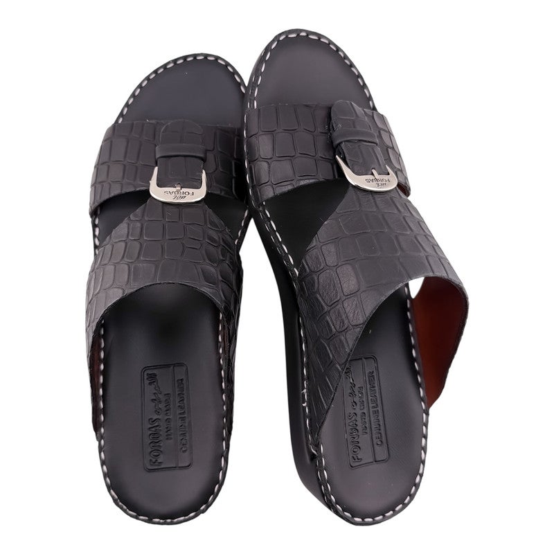 إيت صندل عربي يدوي الصنع للرجال من AET | شبشب رجالي خارجي | شبشب مفتوح من الأمام للاستخدام اليومي | جلد شامواه عربي أصلي مع إبزيم | تصميم جديد | نعل داخلي بلون بني فاتح | مريح وخفيف الوزن - Image 2