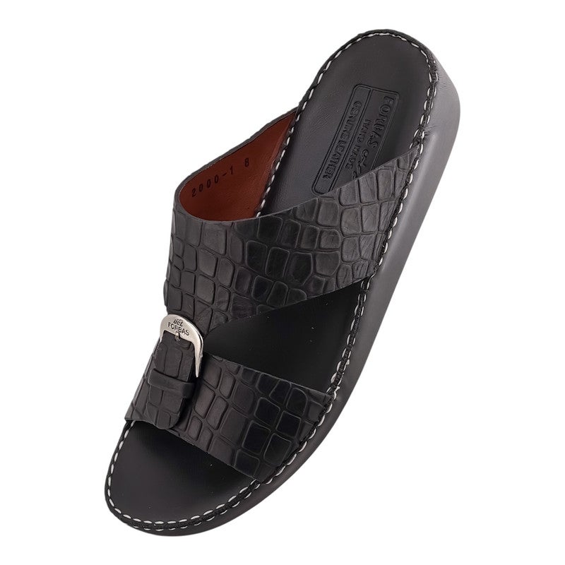 إيت صندل عربي يدوي الصنع للرجال من AET | شبشب رجالي خارجي | شبشب مفتوح من الأمام للاستخدام اليومي | جلد شامواه عربي أصلي مع إبزيم | تصميم جديد | نعل داخلي بلون بني فاتح | مريح وخفيف الوزن - Image 3