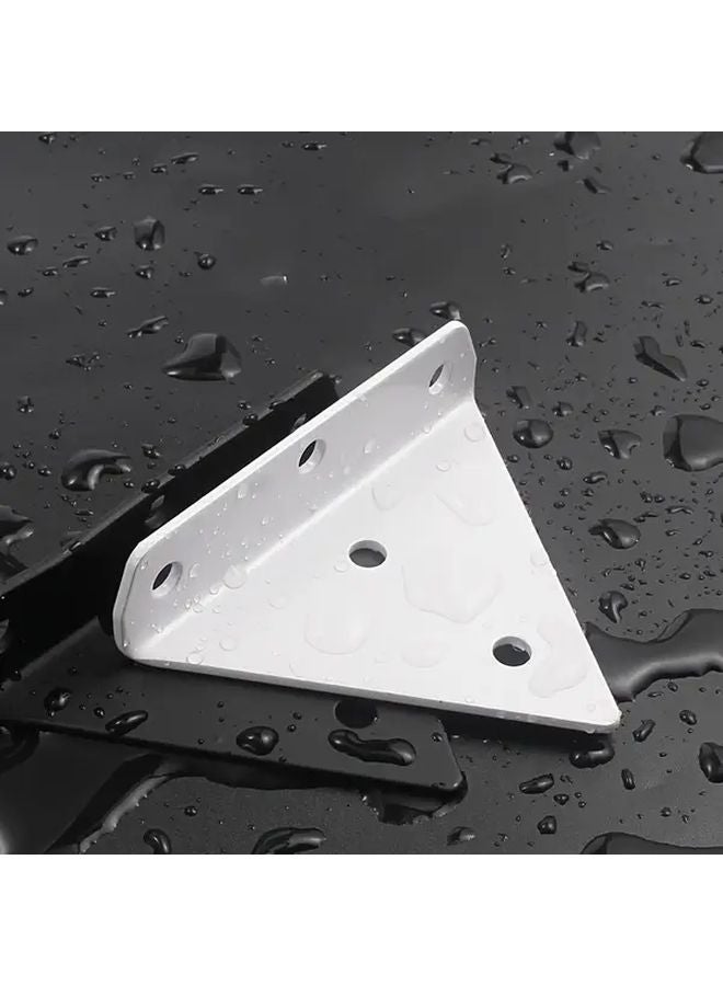 White Wall Mounted Storage Rack Invisible Triangular Plant Bracket 100x90mm Screw Free - Image 1