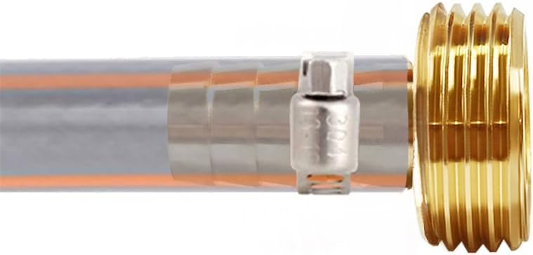 Uenede 2PCS Solid Brass Garden Hose Repair Connector 3/4" GHT Male x 5/8" Barb Fittings Include 2 Stainless Steel Clamps - Image 3