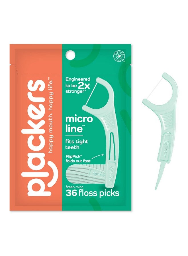 Plackers Micro Line Dental Floss Picks Foldout Flippick Tuffloss Easy Storage With Surezip Seal Fresh Mint Flavor 36 Count - Image 1