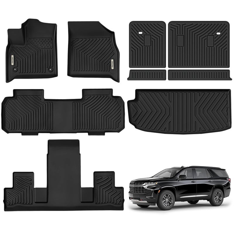 OEDRO Floor Mats Cargo Mat Fit for 20182023 2024 Limited Chevy Traverse 7 Seats 2nd Row Bucket SeatTPE All Weather Custom Fit Traverse Trunk Mat Backrest Mats Car Accessories