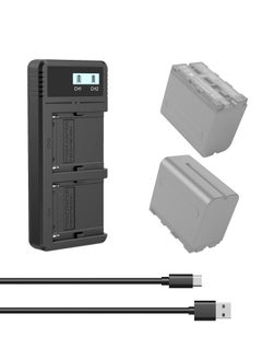 Sony NP-F9 Fast Charger Dual USB Charger with LCD Display for Sony NP-F970 NP-F930 NP-F950 NP-F960 NP-F550 NP-F530 NP-F330 NP-F570 Battery - 4086