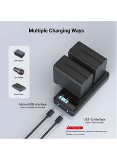 KASTWAVE Sony NP-F9 Fast Charger Dual USB Charger with LCD Display for Sony NP-F970 NP-F930 NP-F950 NP-F960 NP-F550 NP-F530 NP-F330 NP-F570 Battery - 4086  - Image 3