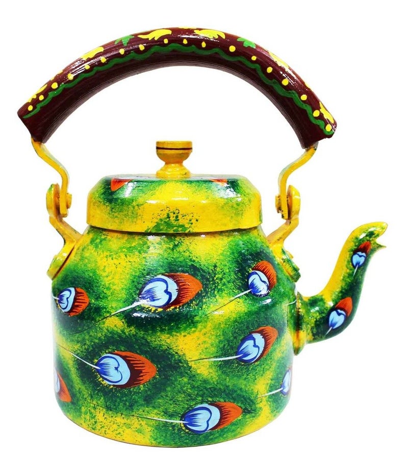 Craft Junction CraftJunction Handpainted Traditional Aluminium Colourfull Decorative Tea Kettle85 825 55 Inches - Image 1