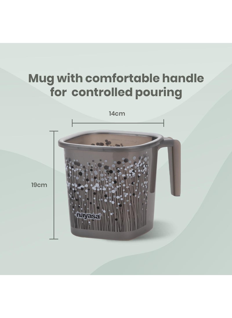 NAYASA Nayasa Funk Square 3 Pcs Plastic Bathroom Set | Bucket 25 L + Mug 1.5 L + 508 Stool | Bathroom Set | Bath Set for Bathroom | Black  - Image 3