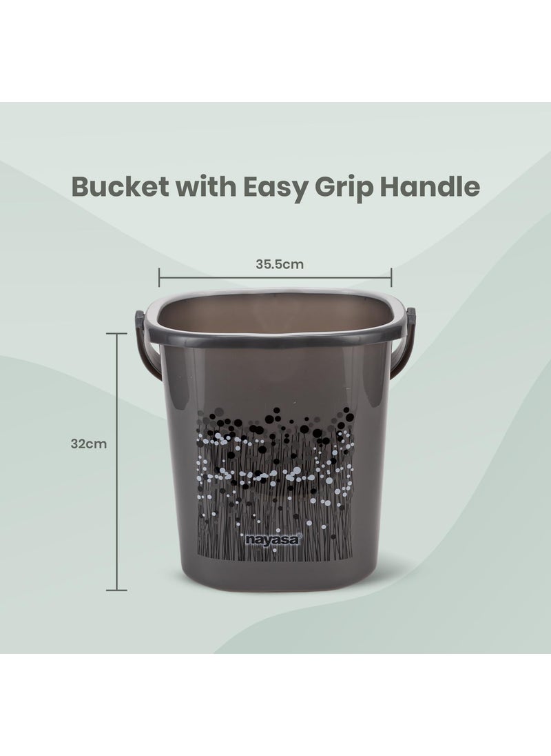 NAYASA Nayasa Funk Square 3 Pcs Plastic Bathroom Set | Bucket 25 L + Mug 1.5 L + 508 Stool | Bathroom Set | Bath Set for Bathroom | Black  - Image 2