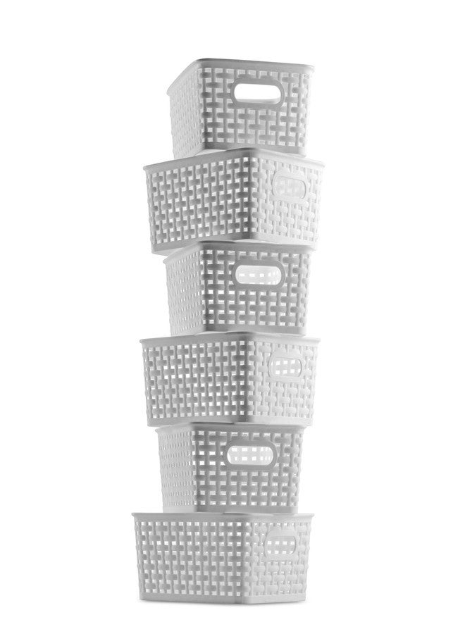 Seseno Set of 6 Plastic Storage Baskets - Small Pantry Organizer Basket Bins - Household Organizers with Cutout Handles for Kitchen Organization, Countertops, Cabinets, Bedrooms, and Bathrooms - Image 5