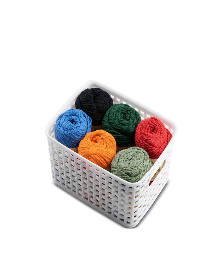 Seseno Set of 6 Plastic Storage Baskets - Small Pantry Organizer Basket Bins - Household Organizers with Cutout Handles for Kitchen Organization, Countertops, Cabinets, Bedrooms, and Bathrooms - Image 4