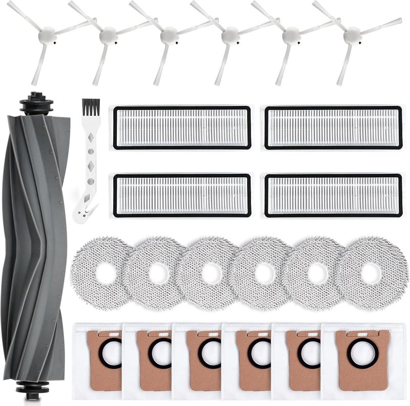 AnDongo 18 Pcs Accessories Kit for Dreametech L10s Ultra / L10 Ultra Robot Vacuum Replacement Parts Including 1 Main Brush 4 HEPA Filters 6 Sidebrushes 6 Mop Pads 1 Cleaning Brush - Image 1