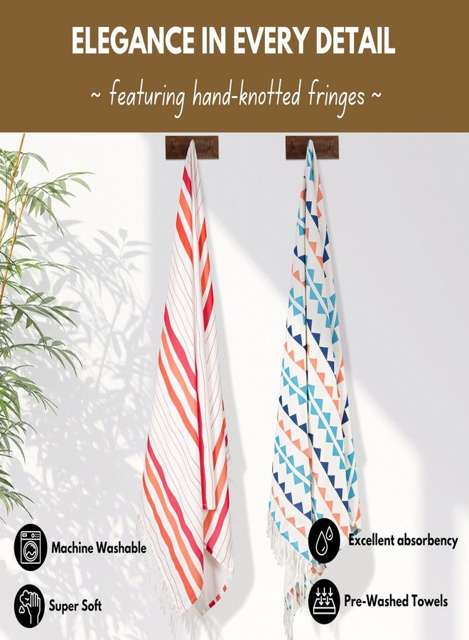 Native Fab Oversized Turkish Beach Towels - 2 Pack - Terry Cotton - Extra Large 40x72 inches, Soft, Absorbent, Quick Dry Towels for Adults, Swim, Bath, Spa, Pool - Red, Orange, Blue, Navy - Image 5