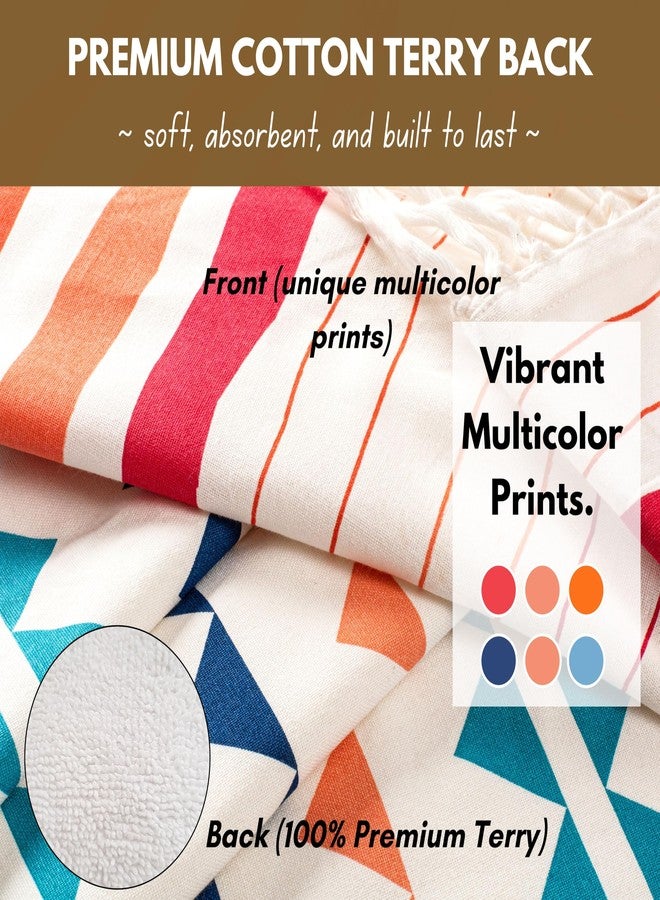 Native Fab Oversized Turkish Beach Towels - 2 Pack - Terry Cotton - Extra Large 40x72 inches, Soft, Absorbent, Quick Dry Towels for Adults, Swim, Bath, Spa, Pool - Red, Orange, Blue, Navy - Image 3