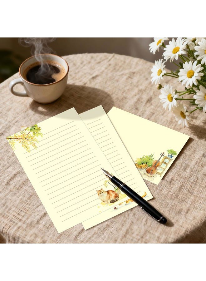 KSIWRE 36PCS Cat Themed Lined Stationary Sets with Envelops,24 Premium Letter Writing Paper+12 Matching Envelopes for Pen Pals,Cat Lovers,Notes,Party Invitations(6 Unique Kitty Designs,Fresh Look Style) - Image 4