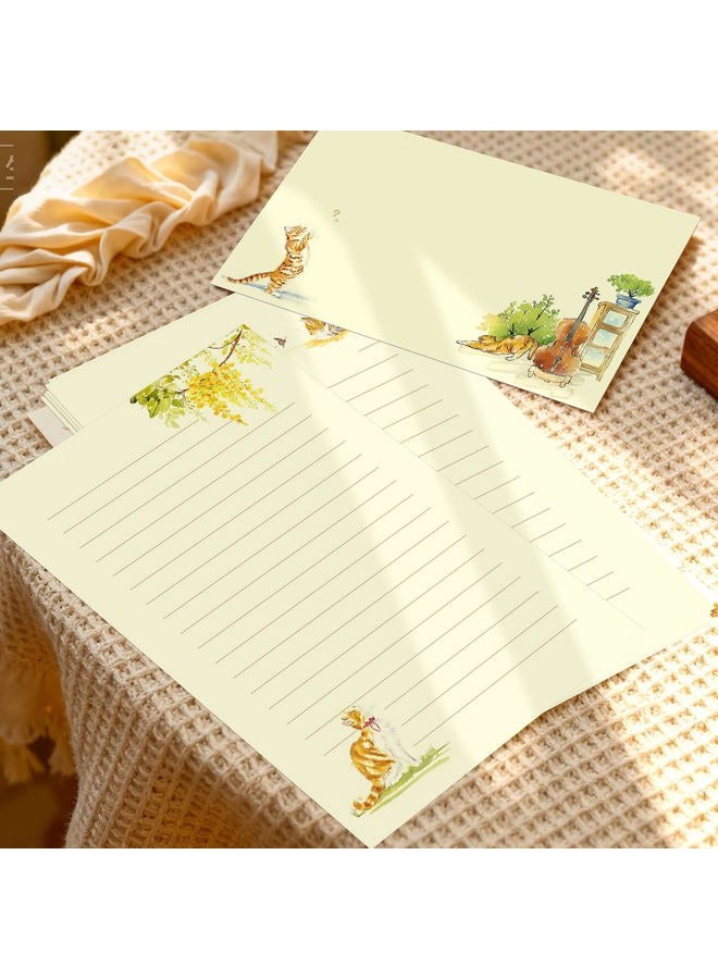 KSIWRE 36PCS Cat Themed Lined Stationary Sets with Envelops,24 Premium Letter Writing Paper+12 Matching Envelopes for Pen Pals,Cat Lovers,Notes,Party Invitations(6 Unique Kitty Designs,Fresh Look Style) - Image 3