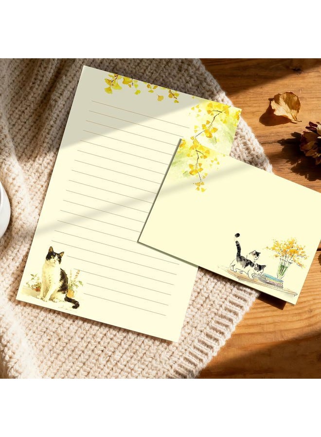 KSIWRE 36PCS Cat Themed Lined Stationary Sets with Envelops,24 Premium Letter Writing Paper+12 Matching Envelopes for Pen Pals,Cat Lovers,Notes,Party Invitations(6 Unique Kitty Designs,Fresh Look Style) - Image 2
