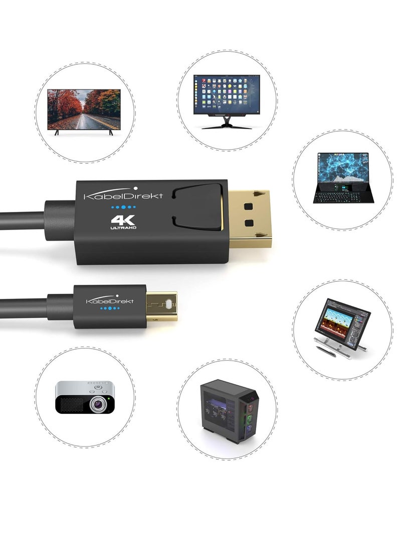 هوتو كابل DisplayPort (DP) إلى Mini DisplayPort (Mini DP) – بطول 1.5 متر، لون أسود - Image 3