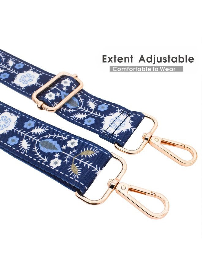 ROYGBCP Replacement Purse Strap Shoulder Strap Adjustable Crossbody Strap for Women Crossbody Wide Shoulder Bag, Blue Snowflake-black Metal - Image 3