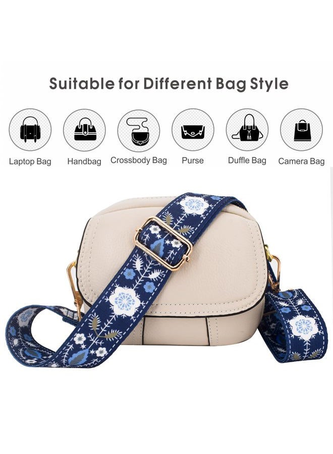 ROYGBCP Replacement Purse Strap Shoulder Strap Adjustable Crossbody Strap for Women Crossbody Wide Shoulder Bag, Blue Snowflake-black Metal - Image 4