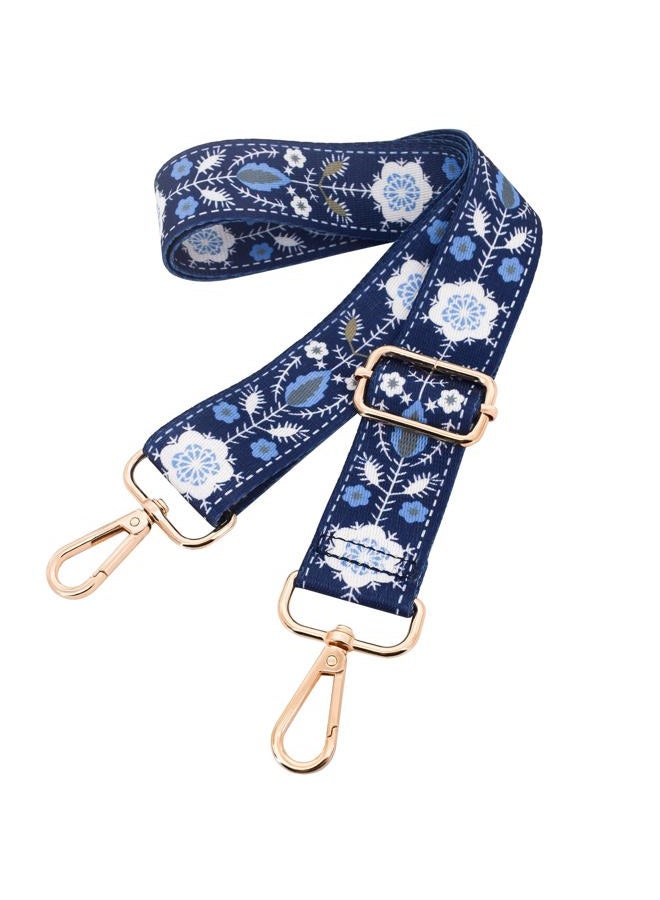 ROYGBCP Replacement Purse Strap Shoulder Strap Adjustable Crossbody Strap for Women Crossbody Wide Shoulder Bag, Blue Snowflake-black Metal - Image 1
