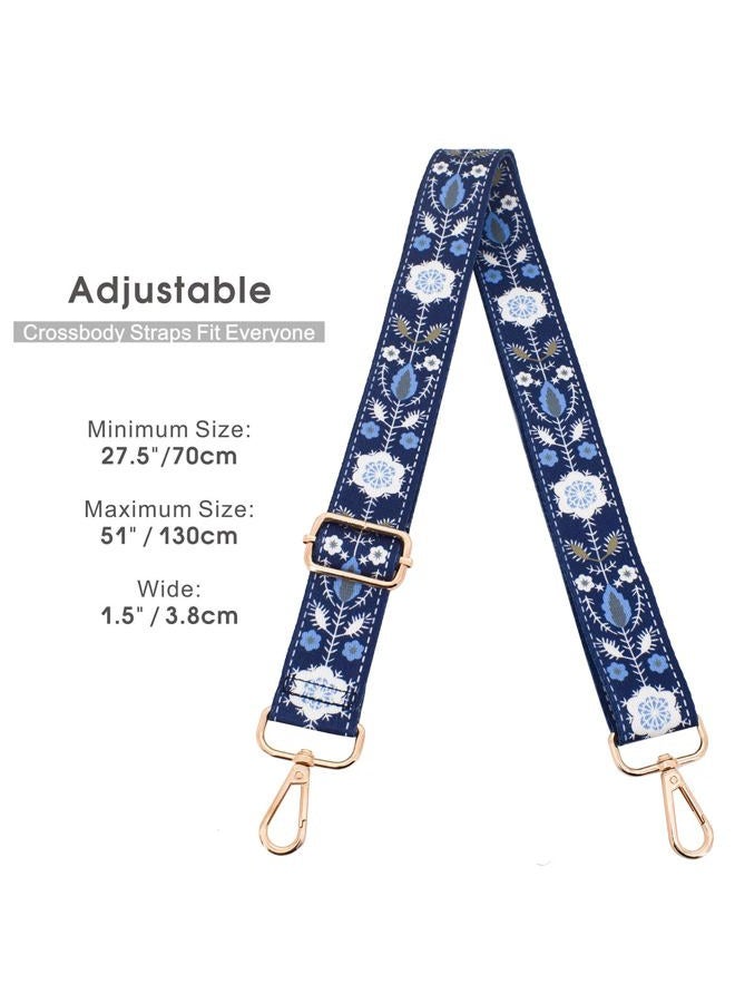 ROYGBCP Replacement Purse Strap Shoulder Strap Adjustable Crossbody Strap for Women Crossbody Wide Shoulder Bag, Blue Snowflake-black Metal - Image 5