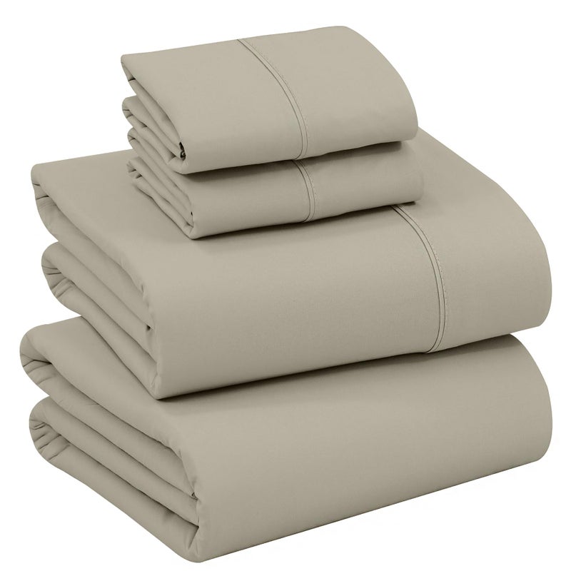 RUVANTI 100 Cotton Sheets King Size Percale Bedding Cooling Breathable Durable with a Crisp Soft Comfortable Feel 16 Deep Pocket 4Piece Set Taupe