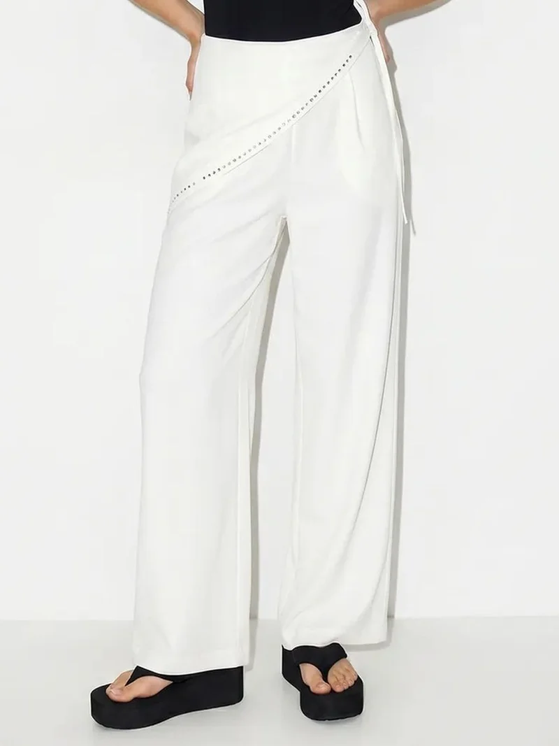 Bianco Lucci LUCCI Wide Leg Pull-On Trousers