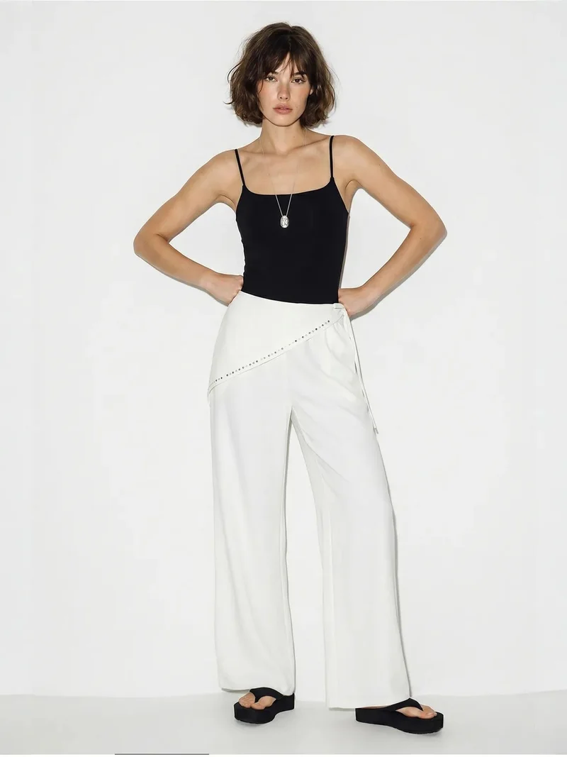 Bianco Lucci LUCCI Wide Leg Pull-On Trousers