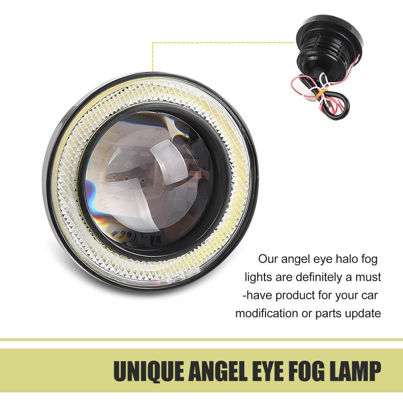 GRANDI Car Angel Eye LED Fog Light, 3" Round Fog Lights, Universal Super Bright Daytime Running Light (White) - Image 3