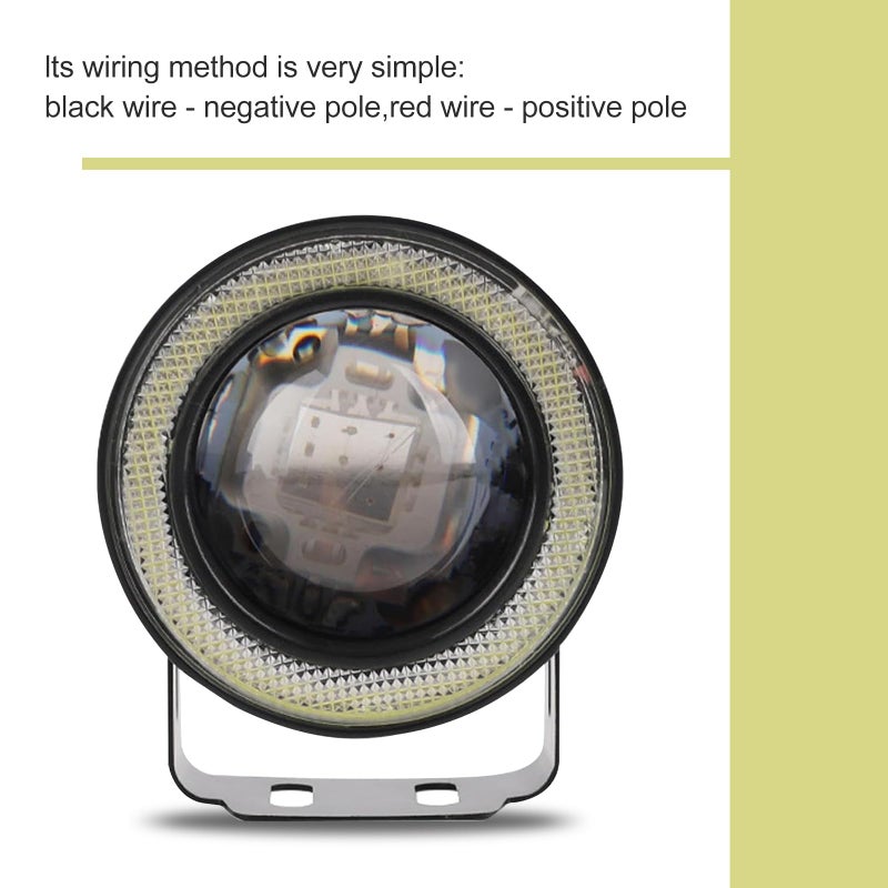GRANDI Car Angel Eye LED Fog Light, 3" Round Fog Lights, Universal Super Bright Daytime Running Light (White) - Image 5