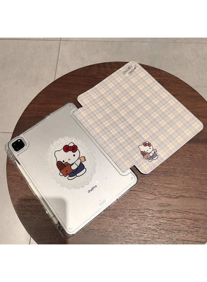 Hello Kitty Themed Protective Case with Pencil Holder for Xiaomi Pad 7 and 7 Pro 11.2-inch Transparent Shell with Cartoon Print Full Protection Stylus Storage - Image 1