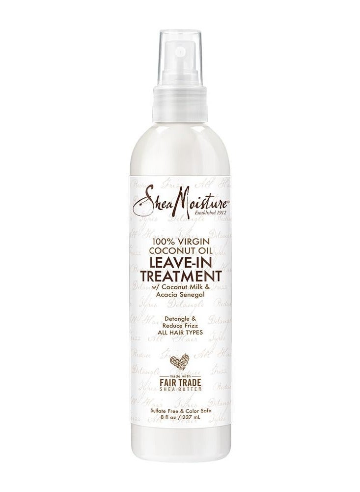 SheaMoisture Coconut Oil Leave-in Conditioner Treatment for All Hair Types 237ml + 100% Virgin Coconut Oil Daily Hydration Conditioner - Image 2