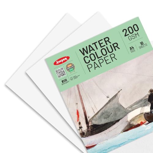 Anupam Professional Watercolour Paper | A4 (30X21CM) 200 GSM Cold Pressed Paper |Acid-Free 10 Sheets| Ideal for Artist, Professional Drawing, Painting Dry & Wet, Fine Art, School, Students - Image 5