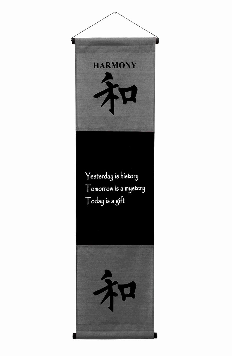 G6 Collection Inspirational Wall Decor Harmony Banner Large, Inspiring Quote Wall Hanging Scroll, Affirmation Motivational Uplifting Art Decoration, Thought Saying Tapestry Harmony (Gray) - Image 1