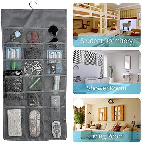 Syga SYGA Closet Hanging Organiser with Oxford Cloth Rotating Metal Hanger 12Grids 18 Grids Wardrobe Organiser with 30 Mesh Pockets for Bra Underwear Underpants Shoes Sock Scarves Tie 1 Pc Grey  - Image 2