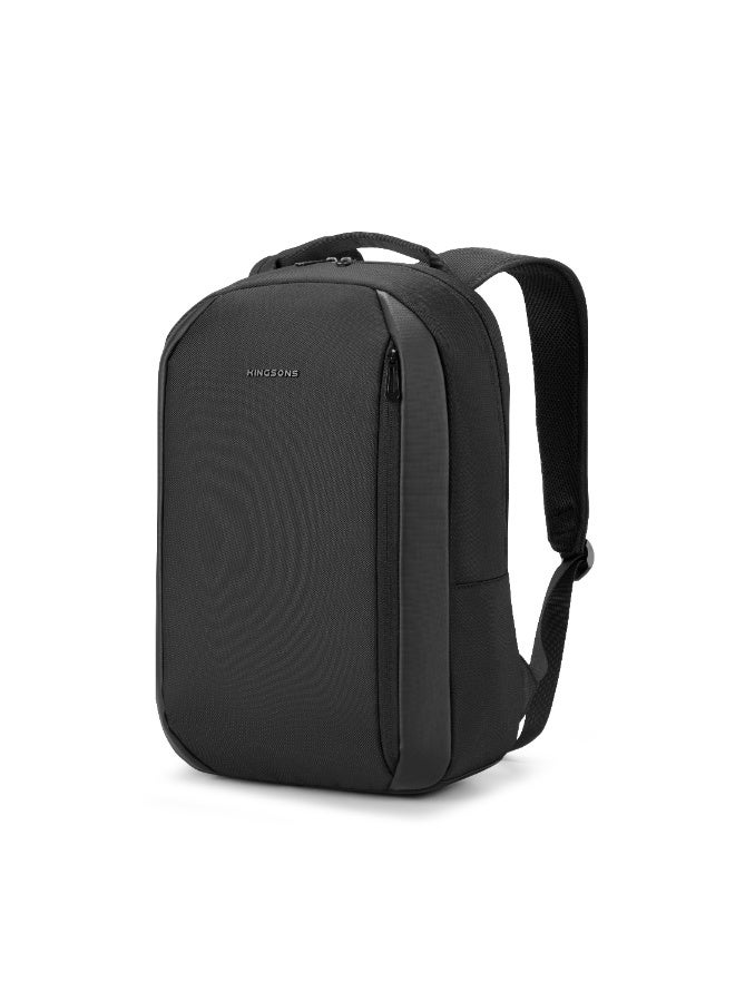 كينغسونز حقيبة لابتوب Kingsons مقاس 15.6 بوصة 🎒 لون أسود – مقاومة للماء 💧، جيب مبطن للابتوب 💻، جيب للـ iPad 📱، 4 جيوب إضافية للإكسسوارات 🔌، تصميم عملي مريح، مع حزام حقيبة السفر الخلفي 🧳 مثالية للطلاب، العمل والسفر ✈️ - Image 2