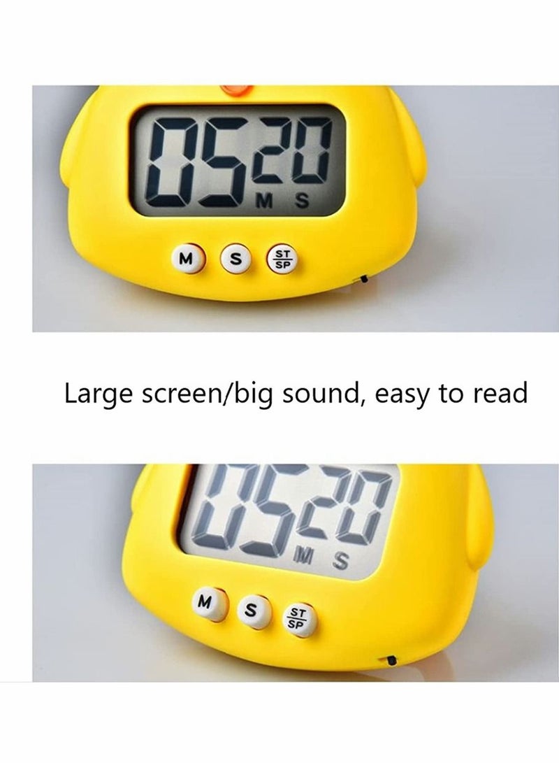 SYOSI Kitchen Timer, Cartoon Cute Chick Electronic Timer, Digital Cooking Time, Baking Cooking Alarm Clock, LCD Large-Screen Visual Clock, Countdown Reminder Tool, Office Home Modernization, Yellow - Image 4