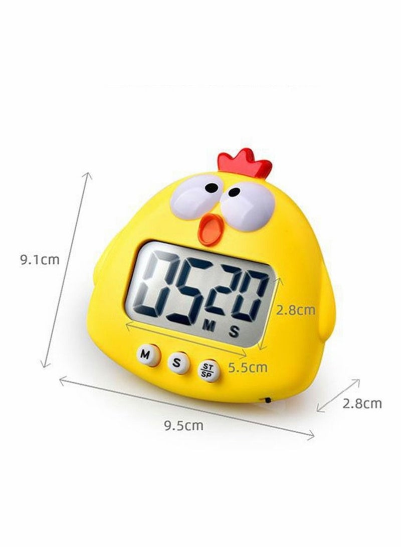 SYOSI Kitchen Timer, Cartoon Cute Chick Electronic Timer, Digital Cooking Time, Baking Cooking Alarm Clock, LCD Large-Screen Visual Clock, Countdown Reminder Tool, Office Home Modernization, Yellow - Image 2