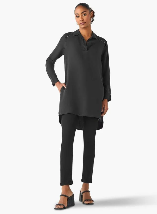 لي كوبر لي كوبر بلوزة قطنية طويلة بقصة عادية وجيب