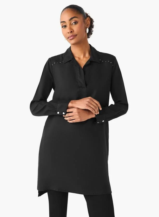 لي كوبر لي كوبر بلوزة قطنية طويلة بقصة عادية وجيب